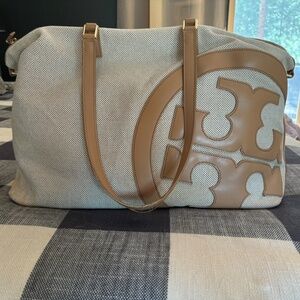 Tory Burch canvas brown duffle bag